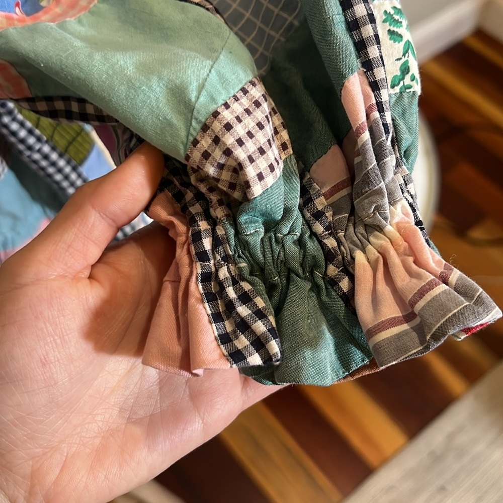 Patchwork Blouse Vintage Heart Button Handmade - image 3